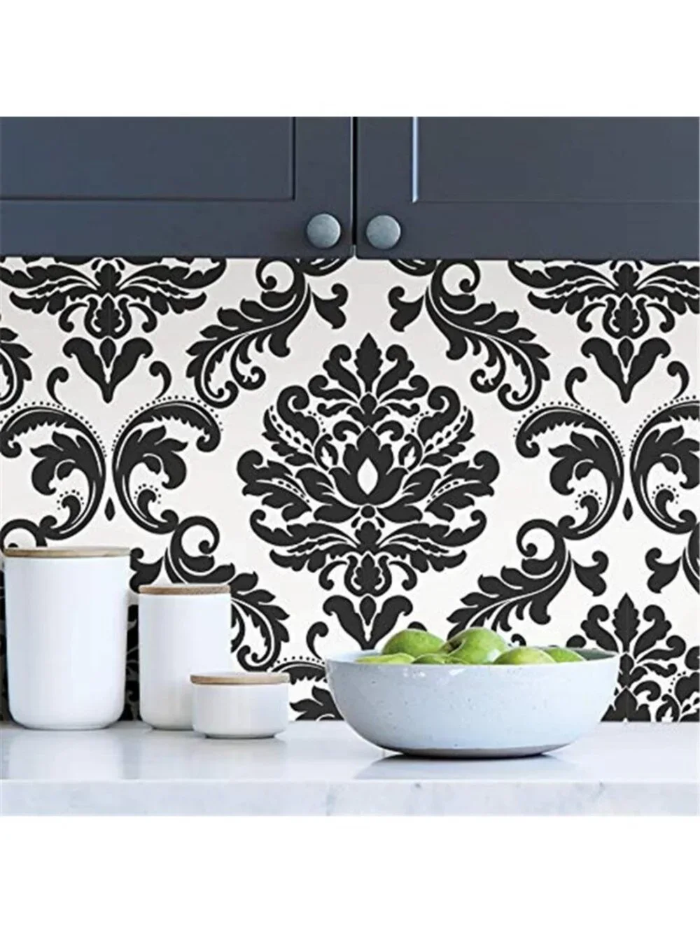 Peel Stick Removable Wallpaper Black White Damask Vinyl Wall Decor 20.5x18ft